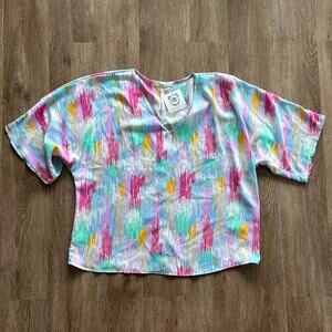 NWT Caramela Short Sleeve Top Multi Color Size Small